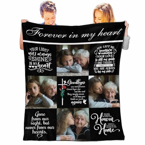 Personalized Memorial Blanket with Photos, Custom Blankets with Photos, Personalized Couples Gifts, Memorial Gifts for Loss of Father/Mother/Pet, Multi Sizes - color: Color 21