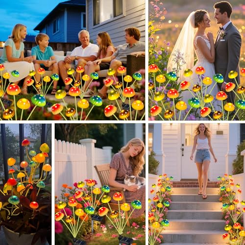 TEDOF Solar Garden Lights,Solar Swaying Mushroom Lights - color: 2 Pack Mushroom Lights