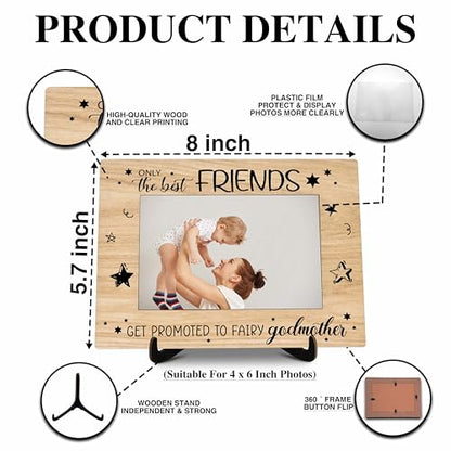 Godmother Pictures Frame, Fairy Godmother Photo Frame With Stand, Godmother Gifts From Godchild, Farmhouse Home Living Room Bedroom Office Decoration -A44, Rustic - color: Godmother