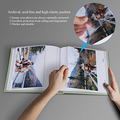 1DOT2 Small Photo Album 4x6, Hold 60 Photos with Memo, Sage Green | Vertical Slip-in Pockets, Linen Cover with Writing Space, For Wedding Baby Mother's Day - color: Sage Green, size: 4x6
