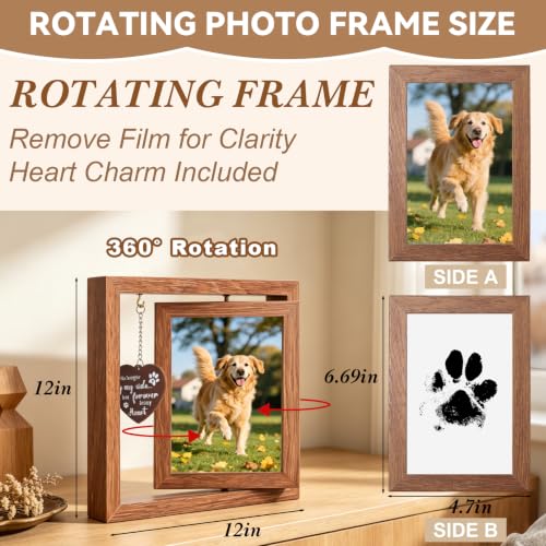 Dog Memorial Gifts for Loss of Dog with 4x6 Rotating Photo Frame Fur Keepsake Jar Paw Print Kit Pet Memorial Gifts for Dogs Pet Bereavement Remembrance Sympathy Gift Keepsake Passing Away Memorial