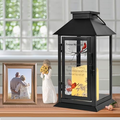 Memorial Lantern Bereavement Gifts Sympathy Gifts Forever Memorial Personalized LED Candle Lantern, Black - color: Black