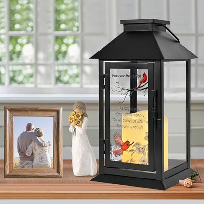 Memorial Lantern Bereavement Gifts Sympathy Gifts Forever Memorial Personalized LED Candle Lantern, Black - color: Black