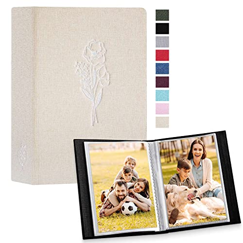 Lanpn Photo Album 4x6 50 Pictures 2 Packs, Small Mini Capacity Linen Photo Book Sets, Each Pack Holds 100 Top Loader Vertical Only Picture for Kids Boy Girls Beige - color: Beige, size: 50 Pockets/2PK