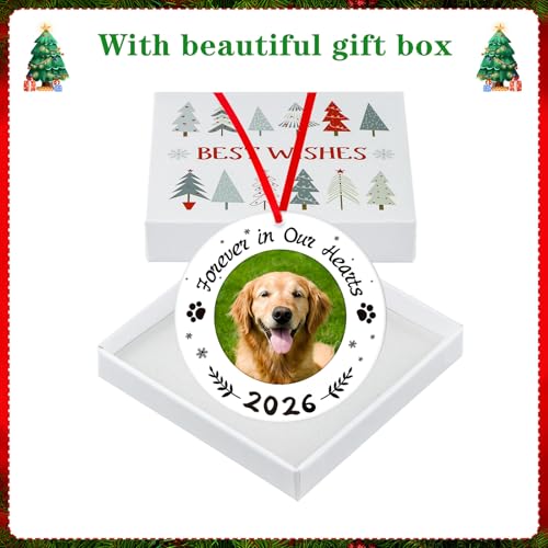 WaaHome Picture Frame Dog Memorial Christmas Ornaments 2026 for Loss of Dog | Dog Memorial Gifts, Personalized Photo Pet Memorial Ornaments for Christmas Tree, Pet Remembrance Gifts for Loss of Dogs