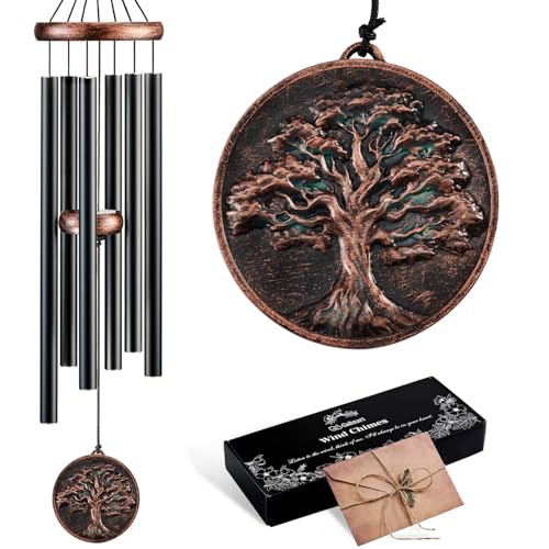 32" Tree of Life Wind Chimes for Outside, Vintage Deep Tone Decor - size: 32" Tree of Life