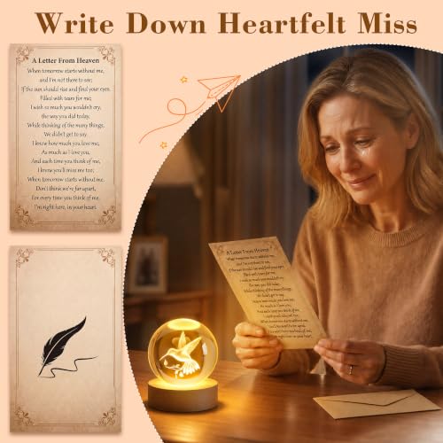 Memorial Wind Chimes with Hummingbird Crystal Ball, Sympathy Wind Chimes | Memorial Wind Chimes for Loss of Loved One with Sympathy Cards, Memorial Gift for Loss of Loved One Windchimes Remembrance