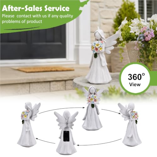 Goodeco Solar Angel Statue with Bouquet LED Light Garden Decor - color: White Angel