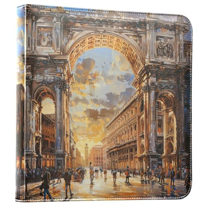 JIPONI Italy Architectures Large Photo Album, DIY Leather Cover Scrapbook Albums for 4x6 5x7 6x8 Pictures, Self Adhesive Memory Book for Wedding, Baby, Family - color: Italian Art