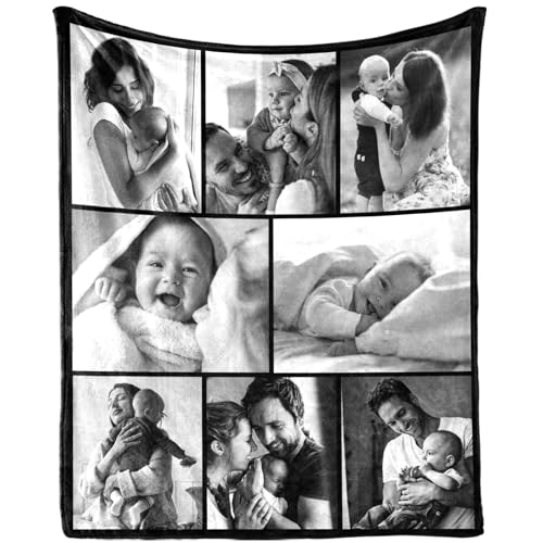 XINLING Custom Memorial Blanket with Pictures for Loss of Loved One Personalized Photo Blanket Customized Sympathy Gifts in Memory of Mom Dad Grandma Grandpa(8 Photos) - color: 8 Photos