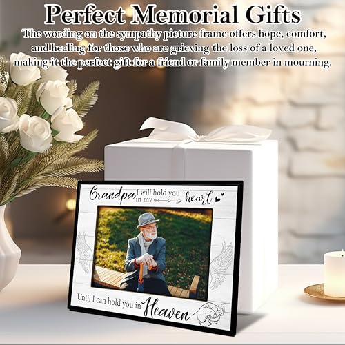 Grandpa Picture Frame, Memorial Gifts for Loss of Grandpa, Grandfather Sympathy Gifts, 4x6 Bereavement Photo Frame for Tabletop Display Photo Insert - L02 - style: loss of grandpa 2