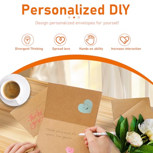 Guakicae 100 Packs Blank Brown Note Cards and Envelopes 5 x 7 - color: Brown, size: 5x7-100pcs