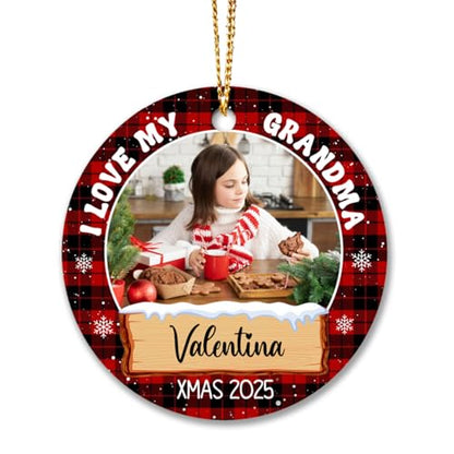 Add Personalized Grandma Christmas Ornament 2025 - I Love My Grandma Photo Frame Gift for Grandmother - Custom Name & Picture Grandkids Xmas Keepsake - color: I Love My Grandma Ornament