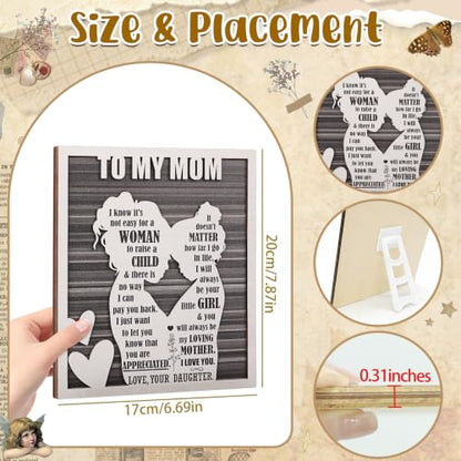 Mother’s Day for Mom from Daughter, Rustic Mom and Daughter Hug Wood Sign, Best Bonus Mama Step Mother in Law Birthday Valentines, Christmas Ideas - style: Mom & Daughter