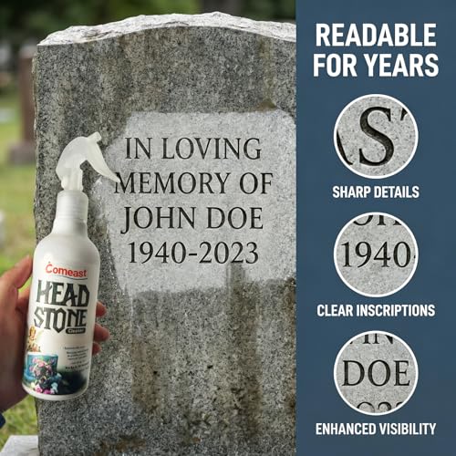 Headstone Cleaner for Graves,Highly Effective Gentle Formula for Cemetery,Gravestone & Tombstone Care,Safely Removes Dirt from Stone Surfaces 8.45 fl oz