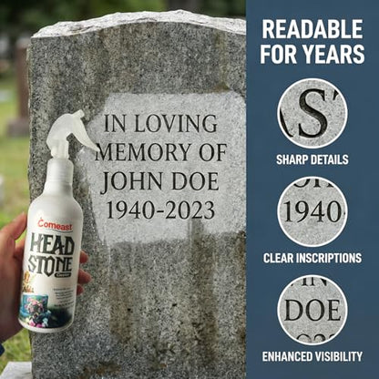 Headstone Cleaner for Graves,Highly Effective Gentle Formula for Cemetery,Gravestone & Tombstone Care,Safely Removes Dirt from Stone Surfaces 8.45 fl oz