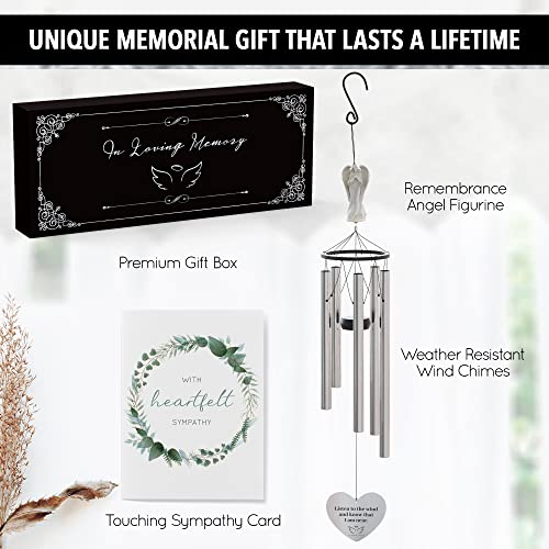 Angel Memorial Wind Chimes for Loss of Loved One - 34" Large Sympathy Wind Chimes, Memorial Gifts for Loss of Loved One Mother Father Husband Bereavement Chimes for Outside Deep Tone