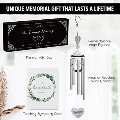 Angel Memorial Wind Chimes for Loss of Loved One - 34" Large Sympathy Wind Chimes, Memorial Gifts for Loss of Loved One Mother Father Husband Bereavement Chimes for Outside Deep Tone