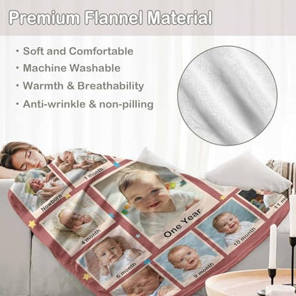 Personalized Blanket with Photos and Text, Custom Photo Blanket for Mom Grandma, Soft Flannel Throw Blankets for Mother’s Day, Customized Picture Gifts for Women, Nana, Wife Mother 02 - color: Mother 02