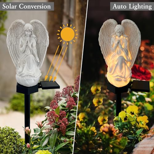 Solar Garden Angel Lights, LED Waterproof Resin Angel Statue - color: Angel