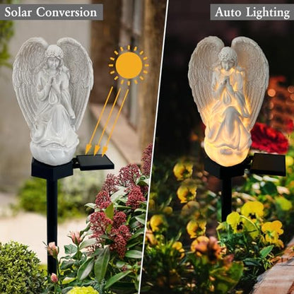 Solar Garden Angel Lights, LED Waterproof Resin Angel Statue - color: Angel