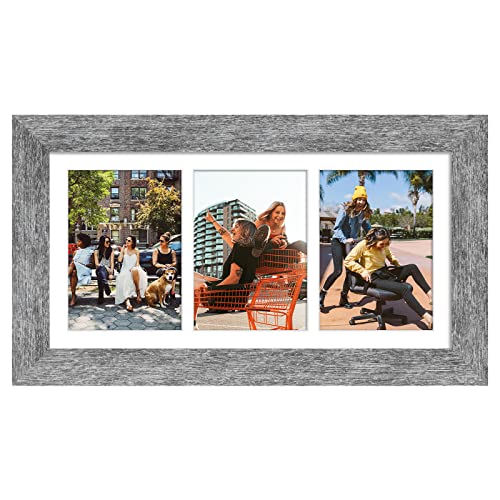 8x16 Collage Frame, 3 Open 5x7 Photo Frame Collage for Wall - color: Grey, size: 8x16 - (3 open5x7）