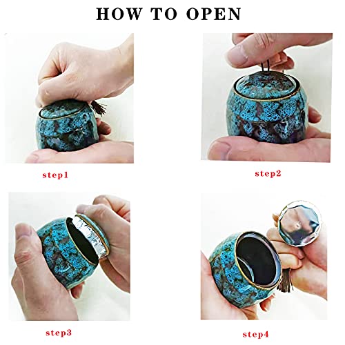 Small Ceramics Urn, Keepsake Urns for Human Ashes, Mini Cremation Urns - Fits a Small Amount of Cremated Remains - Display Burial at Home or Office Decor