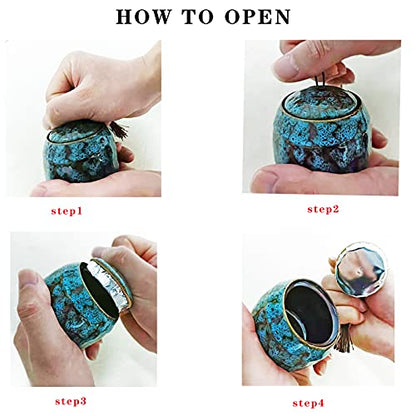 Small Ceramics Urn, Keepsake Urns for Human Ashes, Mini Cremation Urns - Fits a Small Amount of Cremated Remains - Display Burial at Home or Office Decor