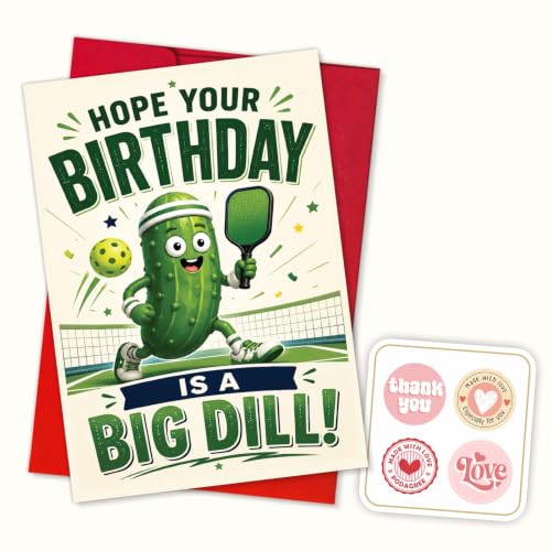 Funny Big Dill Pickleball Birthday Card, Paddle Greeting Gift | Pickleball Birthday Card For Pickleball Player, Pickleball Lover, Sports Fan, Funny Birthday Gift Card With Big Dill Pun - color: sport11