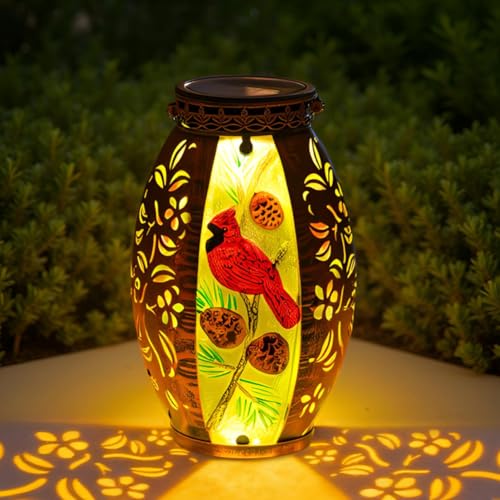 STARSOUL Solar Lantern Outdoor Waterproof, Hanging Solar Lantern for Patio Garden Yard Decor, Cardinal Gift for Mom Grandma, Cardinal Outdoor Decor - color: Cardinal-C
