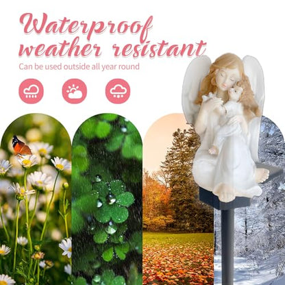 QH & Garden Angel Solar Garden Light - Virgin Mary Statue | LED Waterproof, Solar Powered Garden Stake Lights, For Balcony, Yard, Lawn, Pathway, Walkway, Angel Statues Grave Decorations - style: Mother Mary