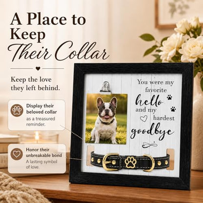 Dog Memorial Gifts for Loss of Dog, Pet Loss Sympathy Frame with Collar Holder & Photo Clip,Cat Remembrance Bereavement Picture Frame, Dog Passing Sympathy Gift for Pet Lovers