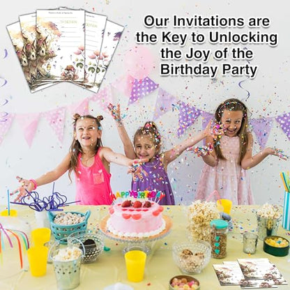 Birthday Invitations - Butterfly Fairy Birthday Invites with Envelopes(25-Count) - Woodland Fill-in Party Invite Cards for Girls Kids Party Supplies Favors Decorations - A07 - style: Tree House 2