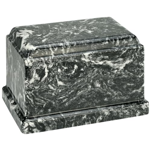 Ebony Olympus Cultured Marble Cremation Urn for Human Ashes, Black, Ground Burial, Home Display and Funeral Memorial - color: Ebony