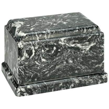 Ebony Olympus Cultured Marble Cremation Urn for Human Ashes, Black, Ground Burial, Home Display and Funeral Memorial - color: Ebony