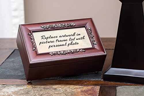 Cottage Garden in Memory Very Dear Rosewood Finish Embossed Jewelry Music Box - Plays Tune Canon in D