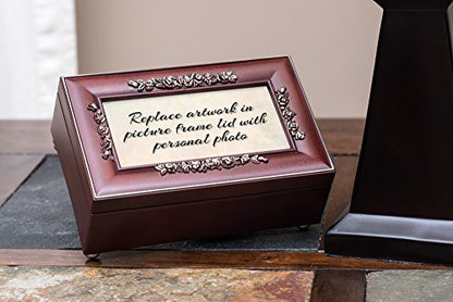 Cottage Garden in Memory Very Dear Rosewood Finish Embossed Jewelry Music Box - Plays Tune Canon in D