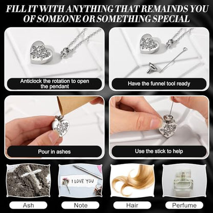 15 Pcs Urn Necklace for Ashes Women Keepsake Cremation Jewelry Stainless Steel Cross Heart Cubic Locket Ashes Necklace for Human Loved One - color: Yellow