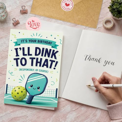 Funny Pickleball Birthday Card, I'll Dink To That Paddle Gift | Pickleball Birthday Card For Pickleball Player, Paddle Sport Fan, Pickleball Lover, Funny Birthday Card With Dink Pun Paddle - color: sport10