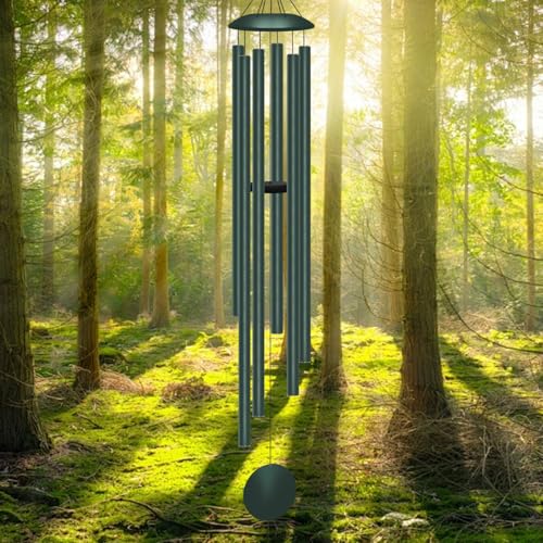 66" Extra Large Wind Chimes for Outside, 6 Thick and Bold Aluminum Tubes | Deep Tone Tuned Relaxing Melody Wind Chime, Big Wind Chimes for Garden Patio Decor, Great Gift Idea for Mother's Day (Forest) - color: Forest, size: 66"