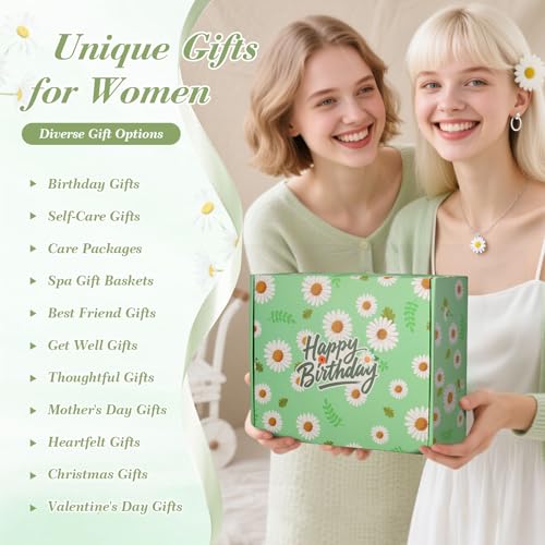 Daisy Birthday Gifts for Women,Self Care Gifts,Birthday Gift Basket for Mom | Care Package,Spa Gifts Set for Women,with Blanket,Candle, Unique Happy Birthday Surprise for Her,Daughter,Sister,Friends