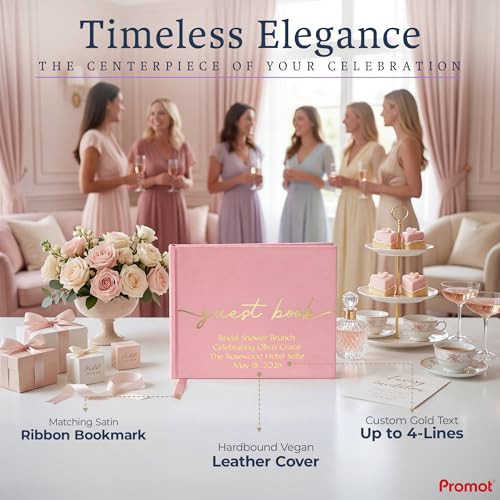 Promot Personalized Guestbook (Pastel Pink) - 110 Lined Pages | Elegant Hardcover Design, Smooth Lined Writing Pages, Durable Everyday Construction, Premium Paper Quality, Lay-Flat Binding - color: Pastel Pink