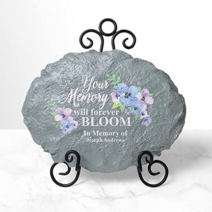 Let's Make Memories Personalized Sympathy Garden Stone - Memories Bloomed - Condolence & Memorial Gift - Customize with Message -11" Lx6 Wx3 D - style: Your Memory Will Forever Bloom