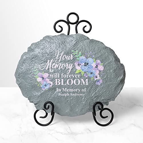 Let's Make Memories Personalized Sympathy Garden Stone - Memories Bloomed - Condolence & Memorial Gift - Customize with Message -11" Lx6 Wx3 D - style: Your Memory Will Forever Bloom