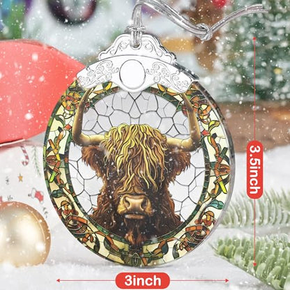 Stained Glass Ornaments, 2026 Christmas Ornament, Christmas Tree Ornament, Heirloom Keepsake, Gift Exchange, Gift Idea - Cow - color: Cow