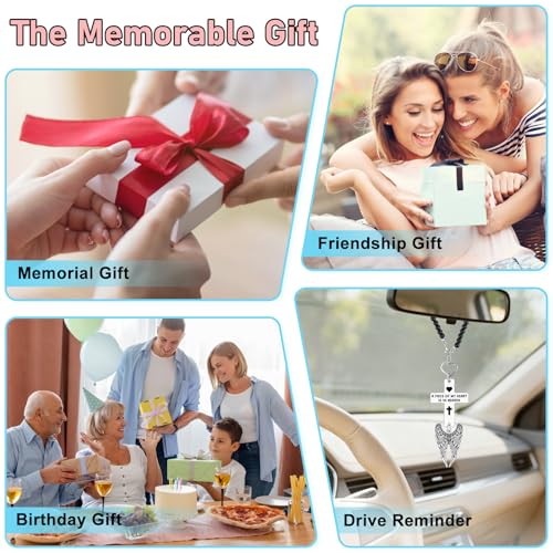 Heigebi Memorial Car Charm Sympathy Gift for Loss of Mother Father Daughter Son Sister Brother Car Rearview Mirror Hanging Accessories Memorial Ornament Remembrance Keepsake