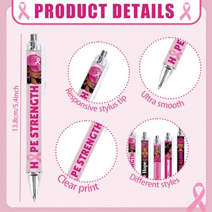 12 PCS Breast Cancer Awareness Ballpoint Pens - color: Breast Health