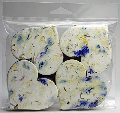 Of The Earth Handmade Paper - Wildflower Seed Paper Large Hearts - Recycled Flower Petals - Bulk Set of 100 (45s Purple Recycled) - color: 45s Purple Recycled