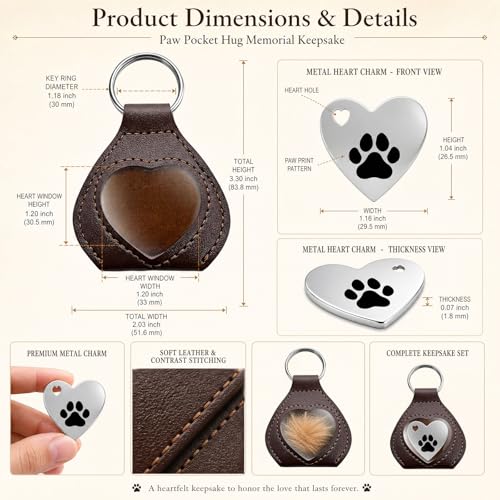 Pet Fur Keepsake for Dog Cat Loss, Pocket Hug Rainbow Bridge Memorial Keychain to Hold Pet Hair Close to Your Heart, Pet Sympathy Gift for Grieving Dog Mom Cat Mom Pet Owner
