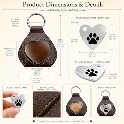 Pet Fur Keepsake for Dog Cat Loss, Pocket Hug Rainbow Bridge Memorial Keychain to Hold Pet Hair Close to Your Heart, Pet Sympathy Gift for Grieving Dog Mom Cat Mom Pet Owner